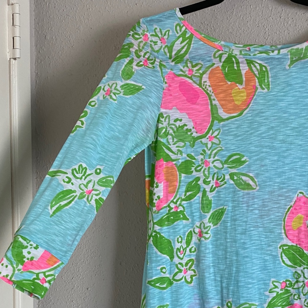 Lilly Pulitzer Blue and Pink Floral Long Sleeve Dress - Picture 5 of 7